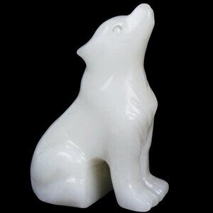 2.1 Inch White Jade Wolf Healing Crystal Stone Energy Gemstones Statue For Home